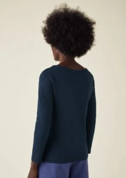 Garment Dyed Boat Neck Tee | Dark Navy -Falke Store WJETS03 9