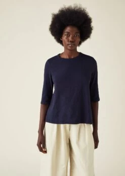 Emma Cotton Half Sleeve Tee | Indigo -Falke Store WJETS12 7 ace5173b 9dc9 4ee8 ae26 2b2dee067ad5