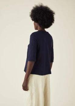 Emma Cotton Half Sleeve Tee | Indigo -Falke Store WJETS12 8 36a30cab 2a5b 4a51 b63e 38131bba230d