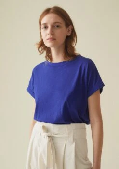 Organic Cotton Easy Tee | Delft Blue -Falke Store WJETS29 1 1