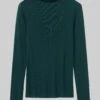 Wool Tencel High Neck Tee | Dark Green -Falke Store WJETW17 darkgreen 0