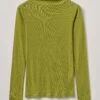 Wool Tencel High Neck Tee | Pea -Falke Store WJETW17 pea 0