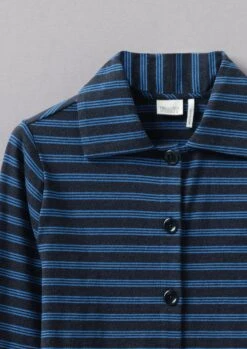 Stripe Organic Cotton Jersey Shirt | Midnight/Lapis -Falke Store WJEUS02 5