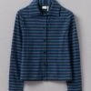 Stripe Organic Cotton Jersey Shirt | Midnight/Lapis 1 Stripe Organic Cotton Jersey Shirt | Midnight/Lapis -Falke Store WJEUS02 midnightlapis 0