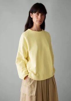 Cotton Jersey Raglan Sweatshirt | Yellow -Falke Store WJEUS08 8