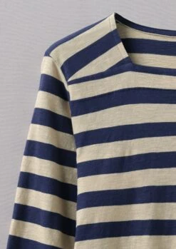 Bold Stripe Cotton Tee | Blue/Sand -Falke Store WJEUS10 4