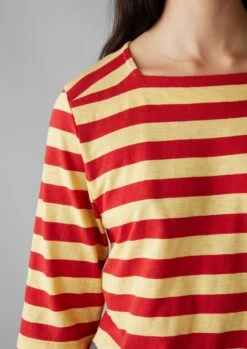 Bold Stripe Cotton Tee | Red/Corn -Falke Store WJEUS10 6