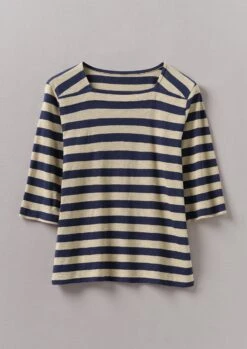 Bold Stripe Cotton Tee | Blue/Sand