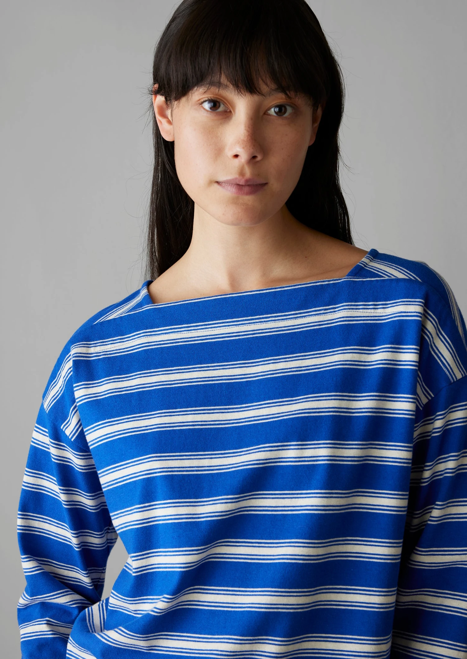 Stripe Organic Cotton Long Sleeve Tee | Lapis/Oat 5 Stripe Organic Cotton Long Sleeve Tee | Lapis/Oat - Image 3