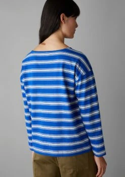 Stripe Organic Cotton Long Sleeve Tee | Lapis/Oat 12 Stripe Organic Cotton Long Sleeve Tee | Lapis/Oat -Falke Store WJEUS11 4