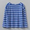 Stripe Organic Cotton Long Sleeve Tee | Lapis/Oat -Falke Store WJEUS11 lapisoat 0
