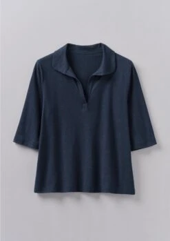 Round Collar Cotton Hemp Tee | Liquorice