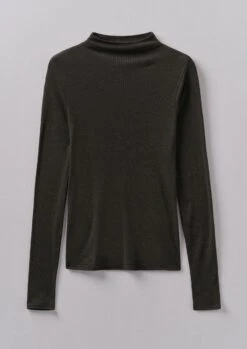 Aster Wool Tencel High Neck Tee | Black Coffee