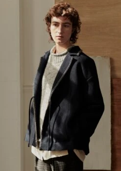 Blanket Stitch Wrap Jacket | Slate -Falke Store WJKTW03 2