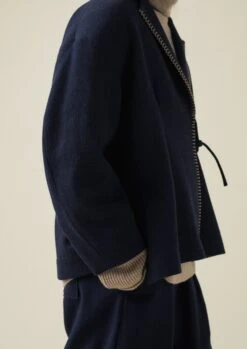 Blanket Stitch Wrap Jacket | Slate -Falke Store WJKTW03 6