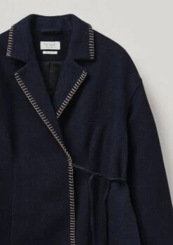 Blanket Stitch Wrap Jacket | Slate -Falke Store WJKTW03 8