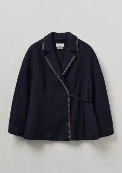 Blanket Stitch Wrap Jacket | Slate