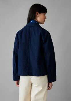 Boxy Hemp Cotton Canvas Jacket | Indigo -Falke Store WJKUS10 3