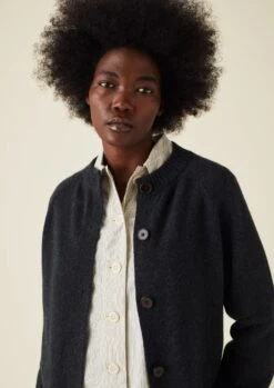 Wool Cashmere Raglan Cardigan | Charcoal -Falke Store WKNTW10 9