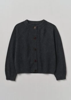 Wool Cashmere Raglan Cardigan | Charcoal