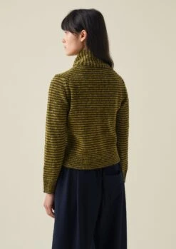 Tie Neck Stripe Donegal Cardigan | Green Multi -Falke Store WKNTW18 5