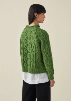 Donegal Wool Cable Sweater | Apple Green -Falke Store WKNTW20 4