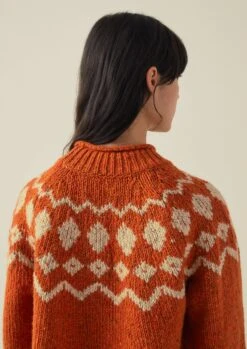 Graphic Yoke Donegal Sweater | Persimmon/Oat -Falke Store WKNTW21 10
