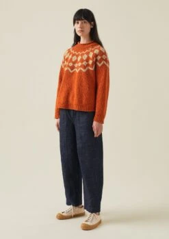 Graphic Yoke Donegal Sweater | Persimmon/Oat -Falke Store WKNTW21 8