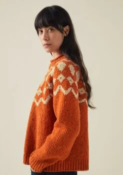 Graphic Yoke Donegal Sweater | Persimmon/Oat -Falke Store WKNTW21 9