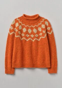 Graphic Yoke Donegal Sweater | Persimmon/Oat