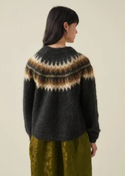 Fair Isle Yoke Mohair Blend Sweater | Earth Gold -Falke Store WKNTW25 12