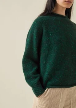Flecky Wool Cashmere Sweater | Emerald -Falke Store WKNTW30 2