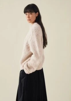 Boucle Alpaca Wool Sweater | Ecru -Falke Store WKNTW32 4