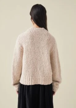 Boucle Alpaca Wool Sweater | Ecru -Falke Store WKNTW32 5
