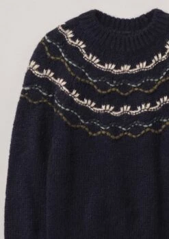 Stitch Yoke Lofty Sweater | Navy Multi -Falke Store WKNTW34 8