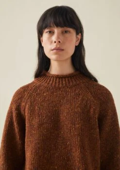 Donegal Wool Easy Sweater | Cinnamon -Falke Store WKNTW36 1