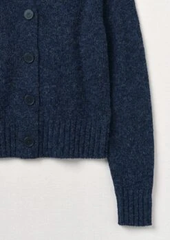 V-Neck Wool Neat Cardigan | Navy Melange -Falke Store WKNTW40 13