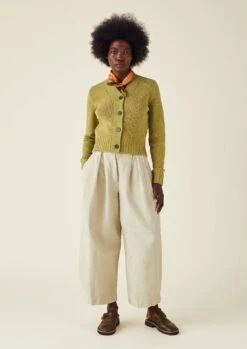 V-Neck Wool Neat Cardigan | Verbena -Falke Store WKNTW40 2