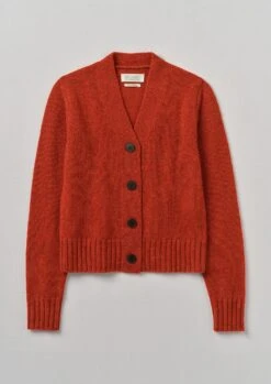 V-Neck Wool Neat Cardigan | Harissa