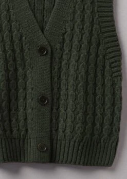 Textured Knitted Waistcoat | Darkest Olive -Falke Store WKNUS03 5