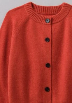 Wool Cashmere Raglan Cardigan | Carmine Red Melange -Falke Store WKNUS06 10