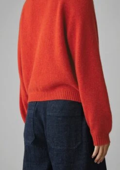 Wool Cashmere Raglan Cardigan | Carmine Red Melange -Falke Store WKNUS06 8