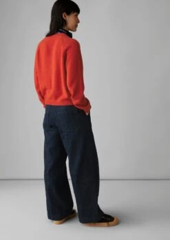 Wool Cashmere Raglan Cardigan | Carmine Red Melange -Falke Store WKNUS06 9