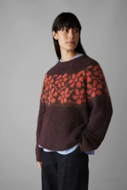 Trailing Floral Alpaca Blend Sweater | Plum/Orange -Falke Store WKNUS10 1