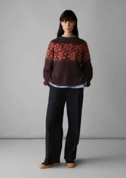 Trailing Floral Alpaca Blend Sweater | Plum/Orange -Falke Store WKNUS10 2