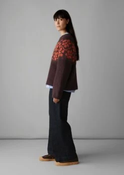Trailing Floral Alpaca Blend Sweater | Plum/Orange -Falke Store WKNUS10 4