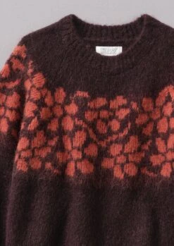 Trailing Floral Alpaca Blend Sweater | Plum/Orange -Falke Store WKNUS10 6