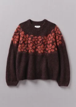 Trailing Floral Alpaca Blend Sweater | Plum/Orange