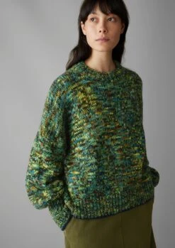 Space Dyed Hand Loomed Sweater | Green Multi -Falke Store WKNUS12 4