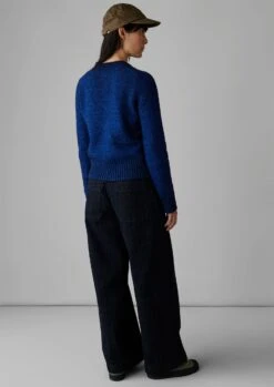 V-Neck Alpaca Blend Cardigan | Blue Melange -Falke Store WKNUS17 3